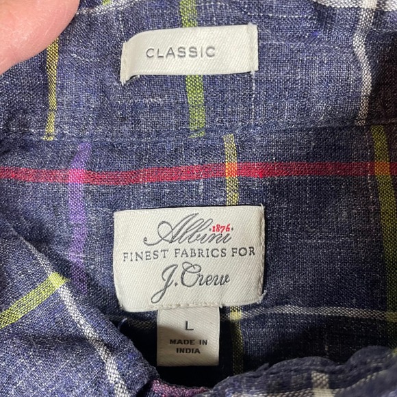 J Crew Shirt Mens Linen Short Sleeve Button Down Large Classic Fit Rainbow - Picture 2 of 6